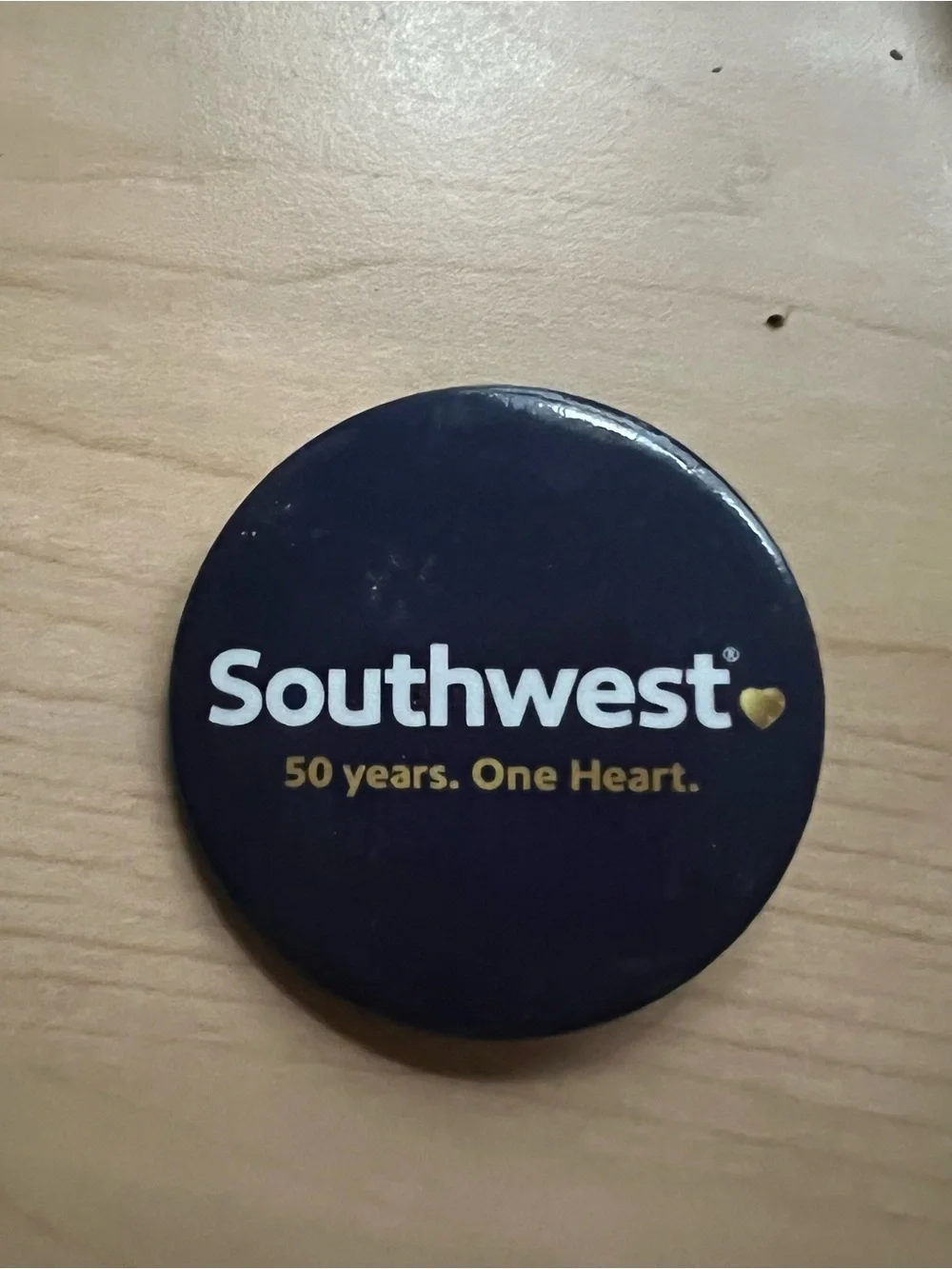 Southwest 50 Years One Heart Navy Promotional Pin